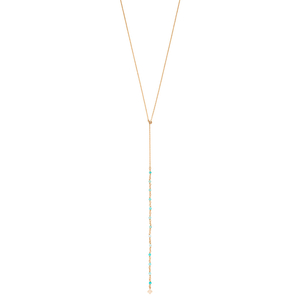 Y-Halskette Rainbow, Amazonit, 18 K Rosegold vergoldet