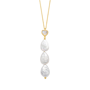 Y-Halskette VALENTINE PEARLS, Mondstein, 18 Karat Gelbgold vergoldet
