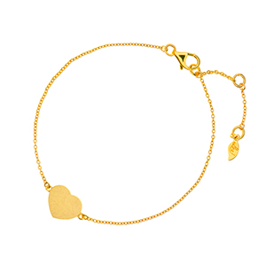 Armkette Heart-Disc, matt, 18 K Gelbgold vergoldet