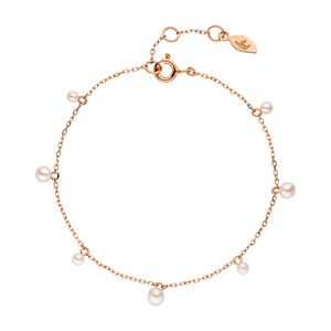 Armkette Rain Drop, 18 K Roségold vergoldet, Perle