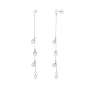 Ohrringe Perle Kette, 14 Karat Wei&szlig;gold