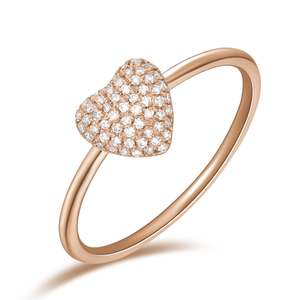 Ring Herz Full mit Diamanten, 18 Karat Rosegold