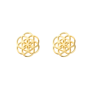 Ohrstecker Flower of Life, 18K Gelbgold vergoldet