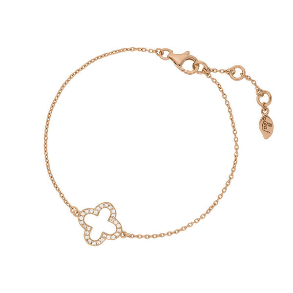 Armband Kleeblatt, 18 K Rosegold vergoldet