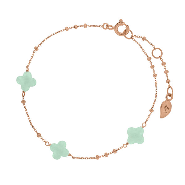 Armkette 3 Clover Gem, Amazonit, 18 Karat Rosegold vergoldet