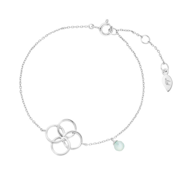 Armkette Clover Charm, Aqua Chalzedon, 925 Sterlingsilber