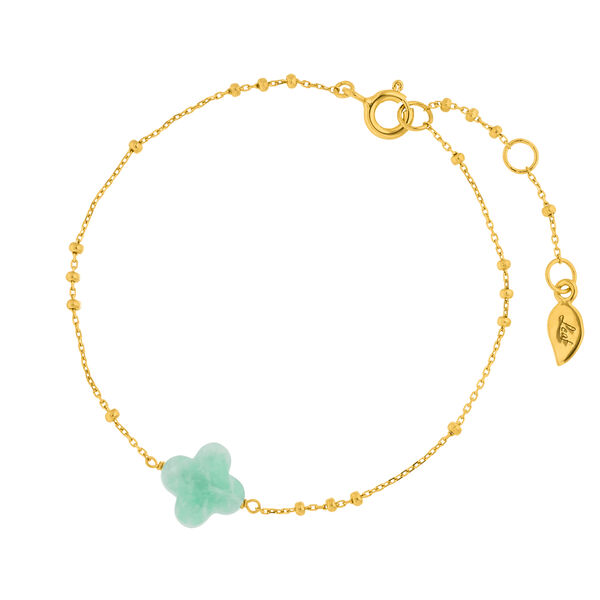 Armkette Clover Gem, Amazonit, 18 Karat Gelbgold vergoldet