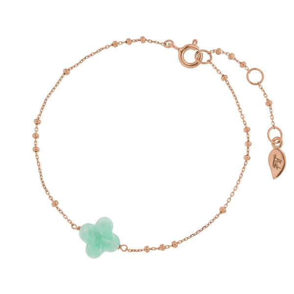 Armkette Clover Gem, Amazonit, 18 Karat Rosegold vergoldet