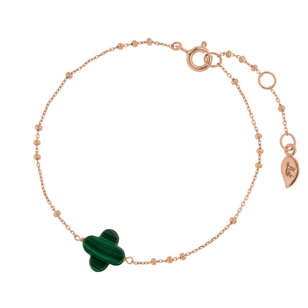 Armkette Clover Gem, Malachit, 18 Karat Rosegold vergoldet