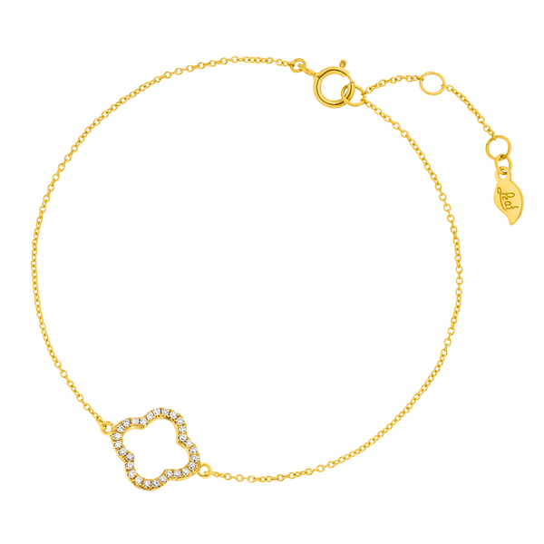 Leaf Jewelry Armkette Clover mit Diamanten, 18 K Gelbgold