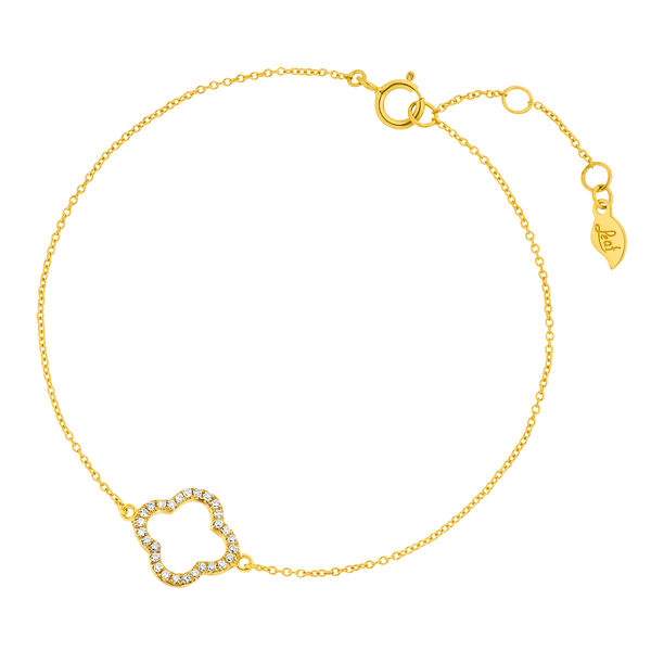 Armkette Clover mit Diamanten, 18 Karat Gelbgold