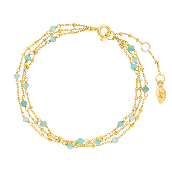 Armkette Flying Gems, 3-reihig, Amazonit, 18 K Gelbgold vergoldet Armkette Flying Gems, 3-reihig, Amazonit, 18 K Gelbgold vergoldet