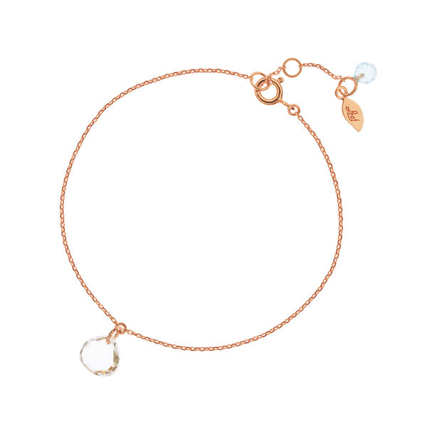 Armkette Heart Stone, 18 K Rosegold vergoldet, Bergkristall