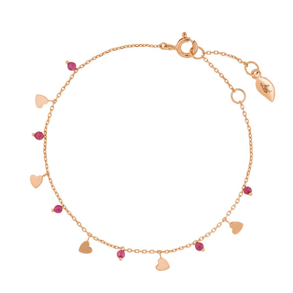 Armkette Hearts Rubin, 18 K Rosegold vergoldet