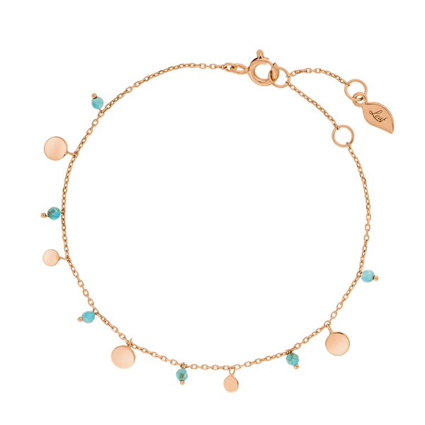 Leaf Jewelry Armkette Platelet Türkis, 18 K Rosegold vergoldet