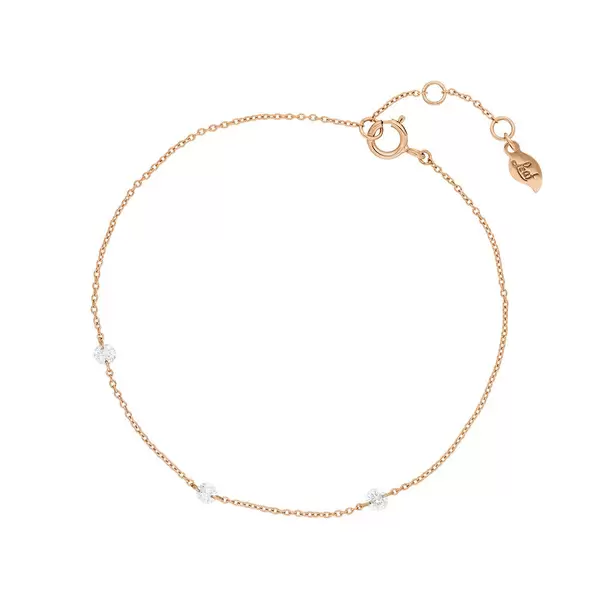 Leaf Jewelry Armkette Pure Triple Diamant, 18 K Rosegold