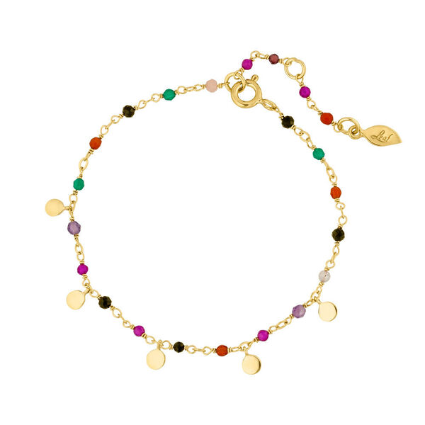 Armkette Rainbow, 18 K Gelbgold vergoldet, Multi Gems