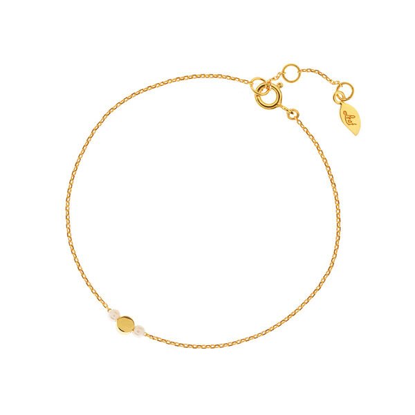 Armkette Round mit Perle, 18 K Gelbgold vergoldet