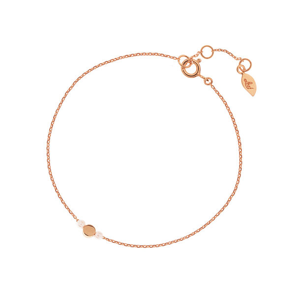 Armkette Round mit Perle, 18 K Rosegold vergoldet
