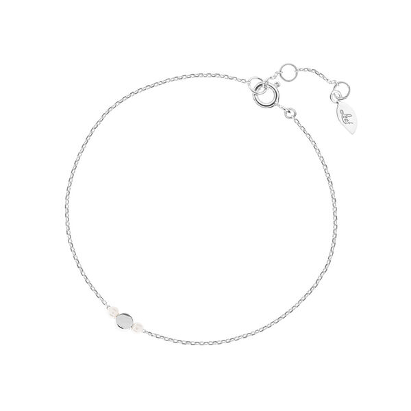 Armkette Round mit Perle, 925 Sterlingsilber, rhodiniert