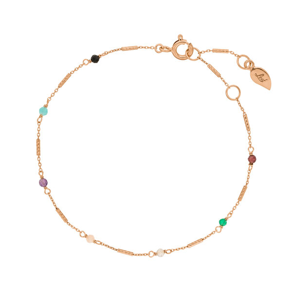 Armkette Tiny, Multi Gems, 18 K Rosegold vergoldet
