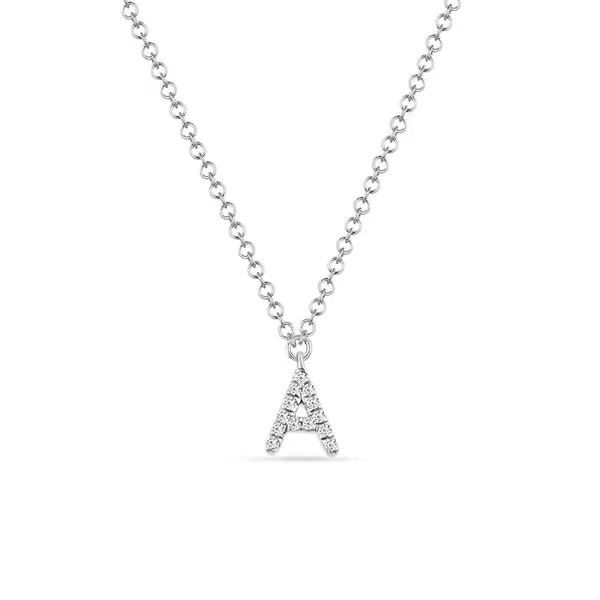 Leaf Jewelry Buchstabenketten, 14 K Weißgold mit Diamanten