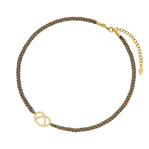 Choker Brezn mit Zirkonia, 18 Karat Gelbgold vergoldet, Nude