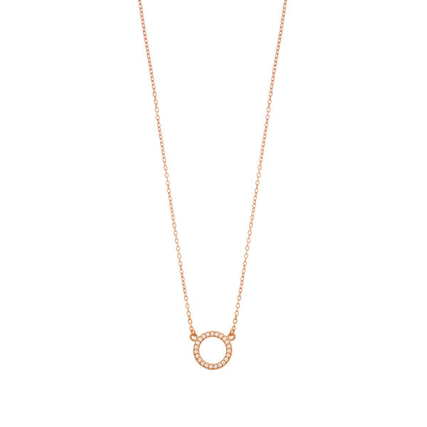 Halskette Circle mit Zirkonia, 18 Karat Rosegold vergoldet