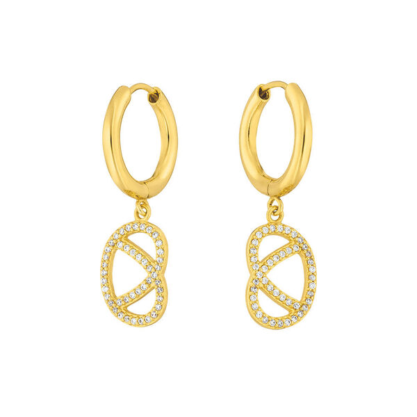 Creole Brezn mit Zirkonia, 18 K Gelbgold vergoldet