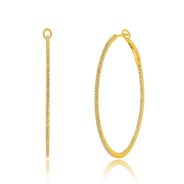 Creole Circle XL mit Diamanten, 50mm, 18 Karat Gelbgold