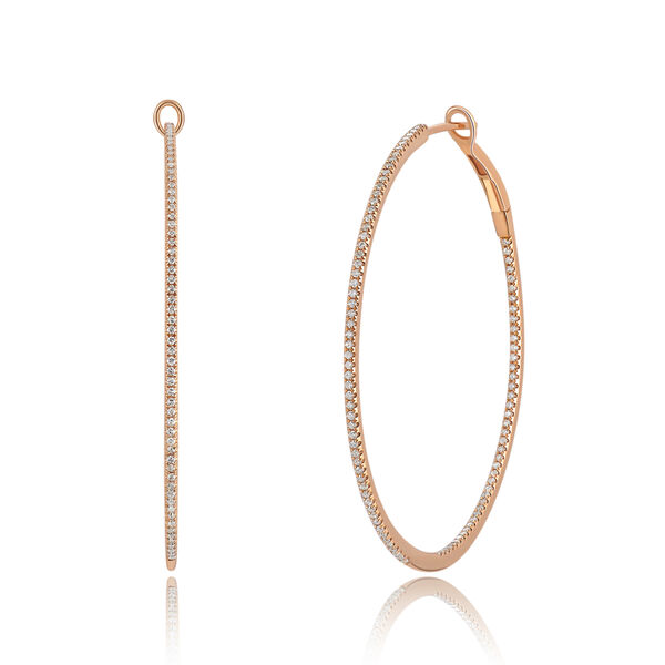 Creole Circle XL mit Diamanten, 50mm, 18 Karat Rosegold