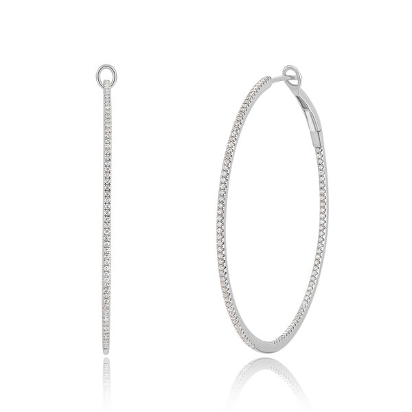 Creole Circle XL mit Diamanten, 50mm, 18 Karat Weigold