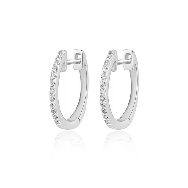 Leaf Jewelry Creole Circle XS mit Diamanten, 12mm, 18 Weißgold