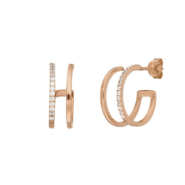Creole Double Line, Zirkonia, 18 K Rosegold vergoldet