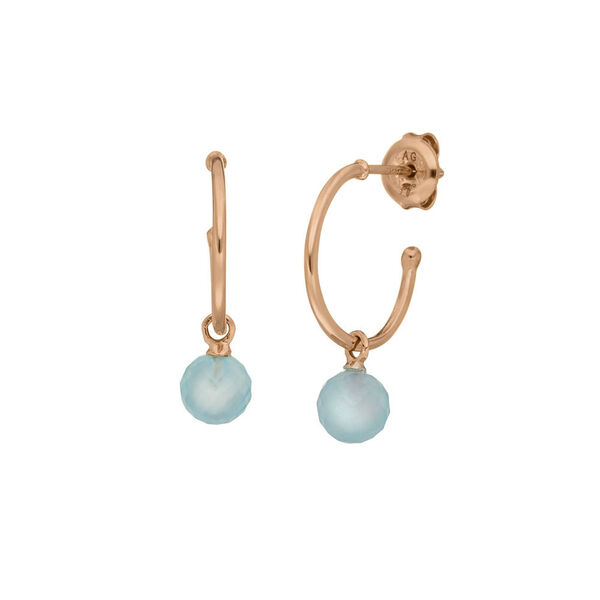 Creole Flying Gem, Aqua Chalzedon, 18 K Rosegold vergoldet