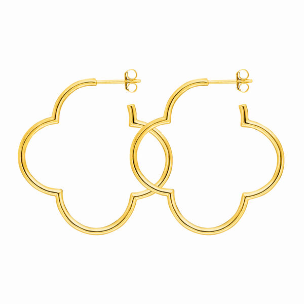 Creole Kleeblatt, 40mm, 14 Karat Gelbgold