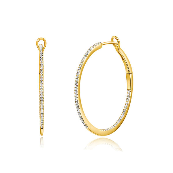 Creole Circle M mit Diamanten, 30mm, 18 Karat Gelbgold