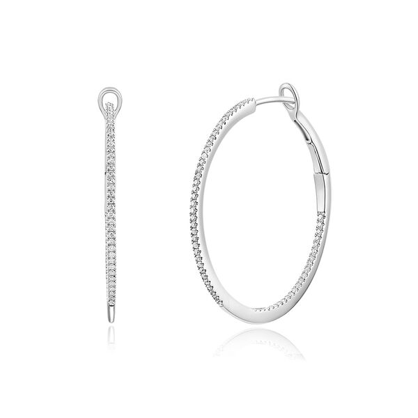 Creole Rund M mit Diamanten, 18 K Weigold