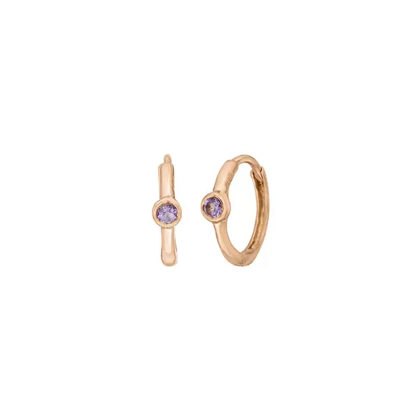 Leaf Jewelry Creole One Gem, Amethyst, 18 K Rosegold vergoldet