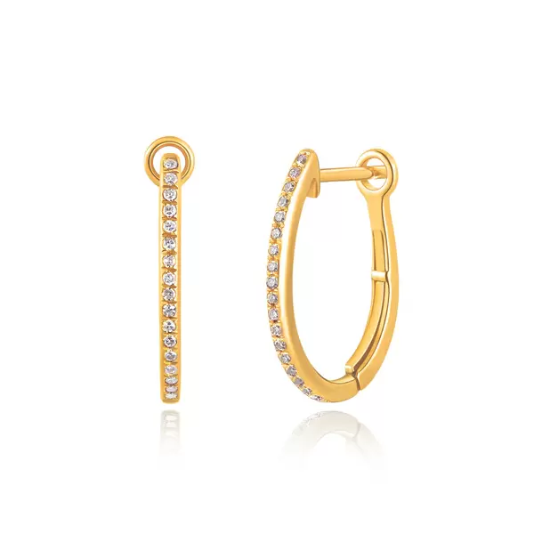 Leaf Jewelry Creole Oval S mit Diamanten, 18 K Gelbgold
