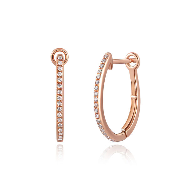 Creole Oval S mit Diamanten, 18 Karat Rosegold
