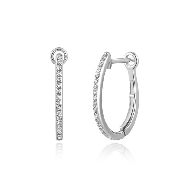 Creole Oval S mit Diamanten, 18 Karat Weigold