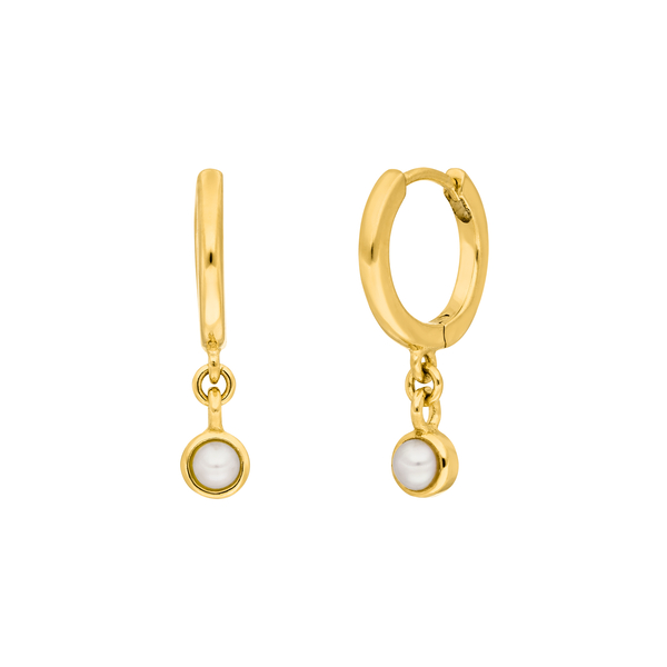 Leaf Jewelry Creole Pure mit Perle, 18 K Gelbgold vergoldet