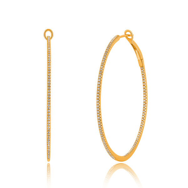Creole Rund L mit Diamanten, 18 K Gelbgold