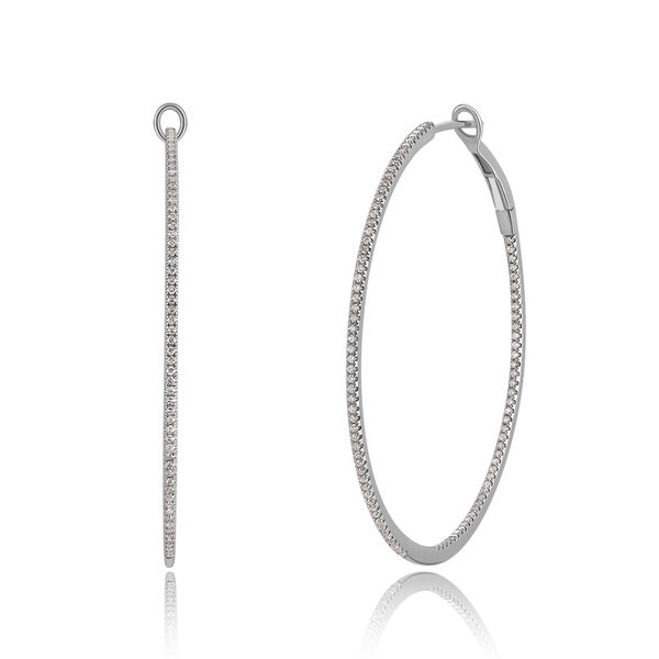 Creole Rund L mit Diamanten, 18 K Wegold