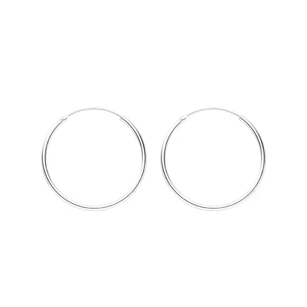 Leaf Jewelry Creole Rund M, 30mm, 14 K Weissgold