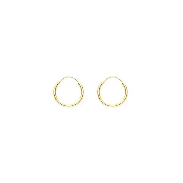 Leaf Jewelry Creole Rund S, 15mm, 14 K Gelbgold