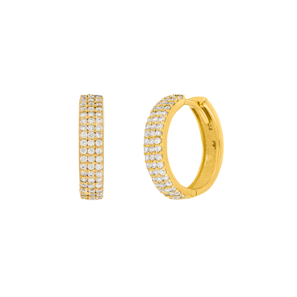 Leaf Jewelry Creole Shiny mit Zirkonia, 18 K Gelbgold vergoldet