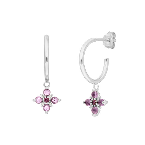 Creolen BLOOM, Amethyst/Rhodolith, 925 Sterlingsilber