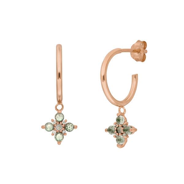 Creolen BLOOM, Labradorit/Aventurin, 18 Karat Rosegold vergoldet